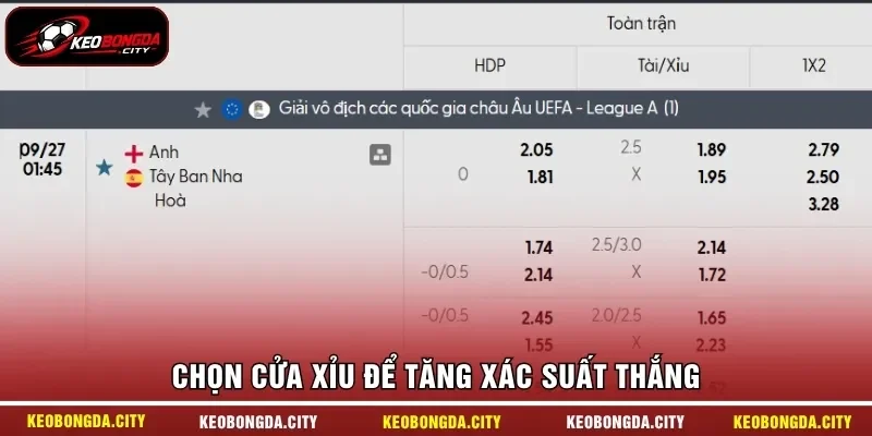 Chọn cửa Xỉu để tăng xác suất thắng