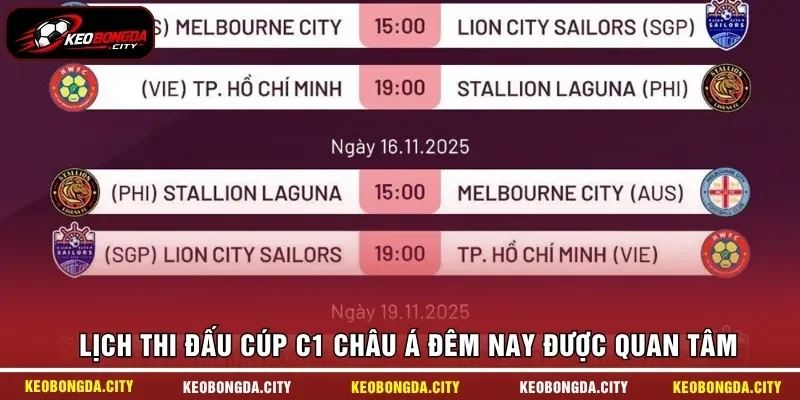 Lịch thi đấu Cúp C1 Châu Á đêm nay được quan tâm